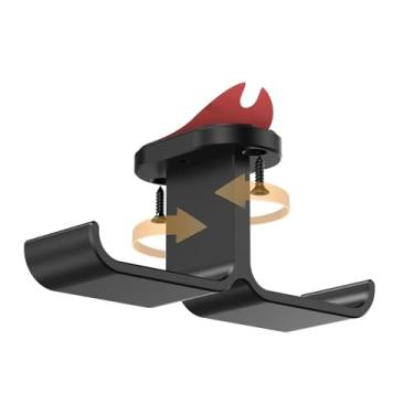 Imagem de LNGCLTEZ Suporte para fone de ouvido, suporte sob a mesa, rotação de 360°, esfera de rotação de 360°, gancho de êmbolo, adesivo de alumínio, suporte duplo para fone de ouvido