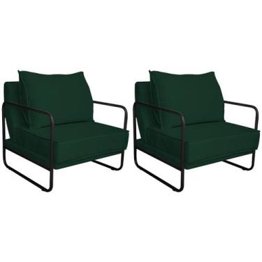 Imagem de Kit 02 Poltronas Decorativas Sevilha Base de Ferro Preta Suede - Doce 