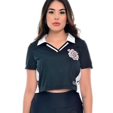 Imagem de Camisa Cropped Corinthians Dry Preta Feminina-Feminino