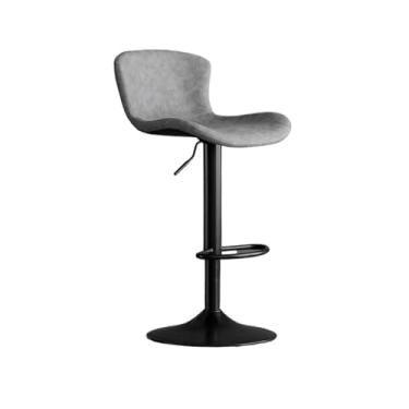 Imagem de Balcão de cozinha (60-80 cm) moderno banco de bar simples moderno para uso doméstico banco alto leve encosto de ferro giratório cadeiras de bar (cinza)