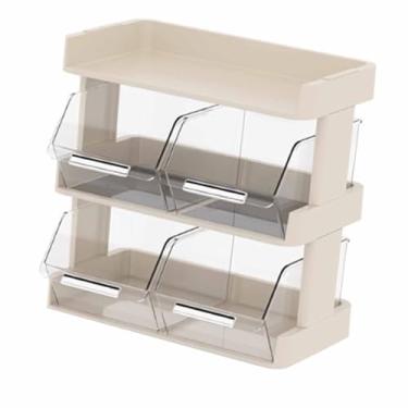 Imagem de Cosiki Rack de Armazenamento Multifuncional Elegante do Organizador do Saco de chá para o Escritório e a Sala de chá, Prateleira Plástica Durável Armazenamento Saco de para a Bancada (3 camadas