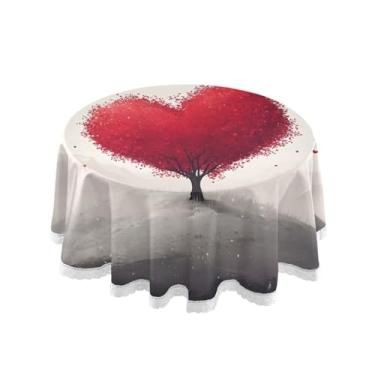 Imagem de Qilmy Toalha de mesa redonda de palmeira de treliça verde, 152 cm, resistente à água, à prova de derramamento, capa de mesa grande para jantar de reunião de família em ambientes internos e externos