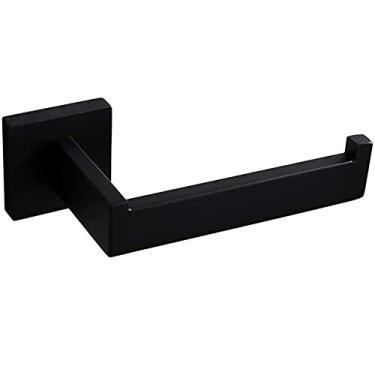 Imagem de Conjuntos de acessórios de banheiro pretos 4 ganchos de toalha de parede para roupão suporte de rolo de papel higiênico ferragens de aço inoxidável, suporte de papel higiênico, 1