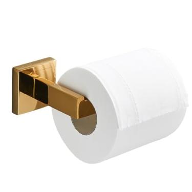 Imagem de Conjunto de acessórios de banheiro trilho de barra de toalha de parede de vaso sanitário dourado escovado, suporte de papel e gancho de aço inoxidável, suporte de cabide de banheiro de aço inoxidável