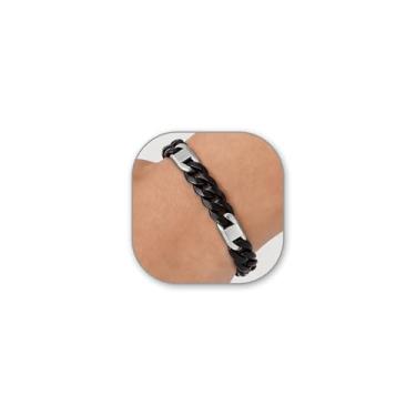 Imagem de CARITATE Pulseira masculina de corrente cubana de prata - pulseiras de elos de aço inoxidável para homens - Pulseira masculina Miami de 19,5/21,6 cm - Pulseiras de prata grossa não manchada, ouro e