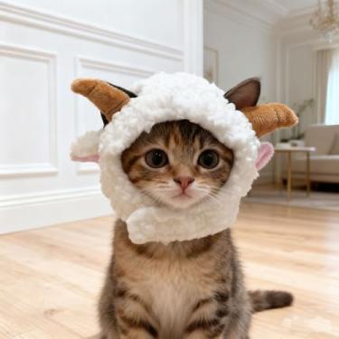 Imagem de Chapéus de fantasia de animais de estimação para gatos, capuz de porco e pato, acessório engraçado para gatos e cães para festas de fim de ano