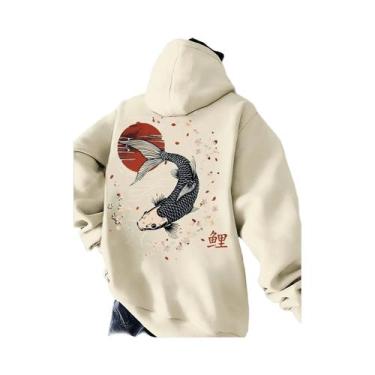 Imagem de Moletom Masculino Harajuku Com Estampa De Koi Manga Longa Casual De Ou