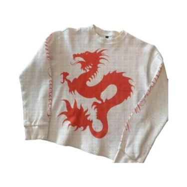 Imagem de Camiseta De Manga Longa Estilo Retro Y2K Com Corte Solto E Gola Redond