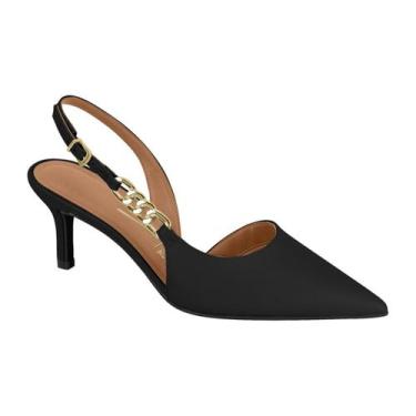 Imagem de Scarpin Slingback Feminino Vizzano Salto Fino Preto, Preto, 37