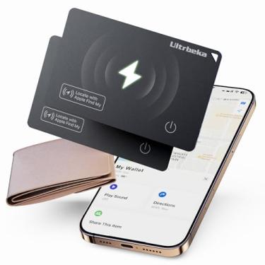 Imagem de Carteira Tracker Air Tag Slim Card 0.2 cm Bluetooth Tracker para carteiras, passaporte, funciona com Apple Find My, carregamento sem fio, localizador de cartões antiperda - apenas iOS [certificado