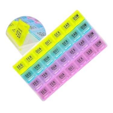 Imagem de Porta Comprimidos Semanal 4x Dia Organizador de Medicamentos com Tampa Transparente