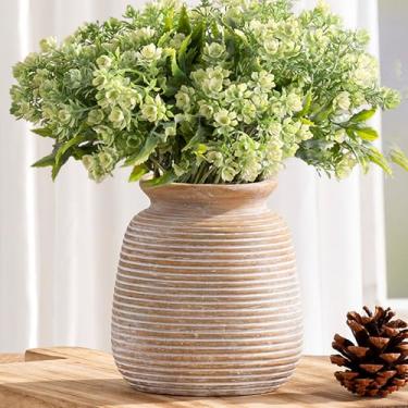 Imagem de Vaso rústico de cerâmica, pequenos vasos de flores para casa de fazenda, decoração de casa, cerâmica de terracota de 15 cm, vaso decorativo de pampas para mesa, sala de estar, entrada, cornija