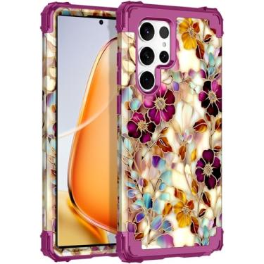 Imagem de Rancase Capa para Galaxy S23 Ultra, proteção resistente à prova de choque de três camadas de plástico rígido + capa protetora de borracha de silicone macio para Samsung Galaxy S23 Ultra 5G, brilha no