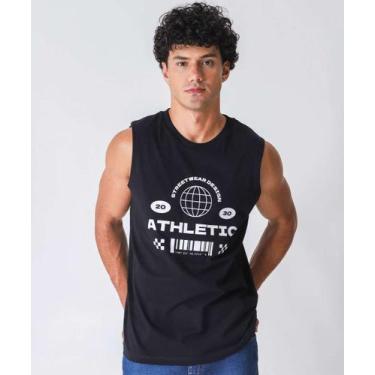 Imagem de Regata Masculina Machão Estampa Frontal Marisa Preto-89019 - MR, Preto