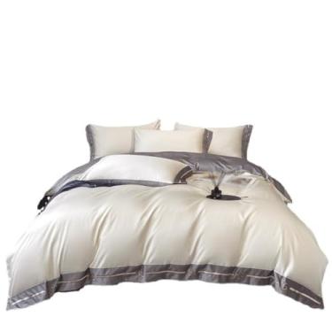 Imagem de THJKUPO A-Class Conjunto de lençol de cama e capa de edredom de algodão longo de algodão com quatro peças (200 x 230 cm)