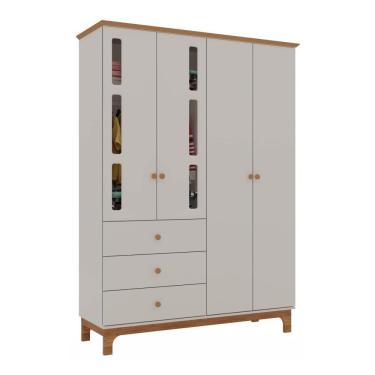 Imagem de Roupeiro Infantil Antonella 4 Portas 3 Gavetas Off White-caramelo Móveis Canaã