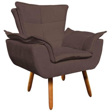 Imagem de Poltrona Decorativa Pés Palito Charger Suede Marrom G19 - Gran Belo