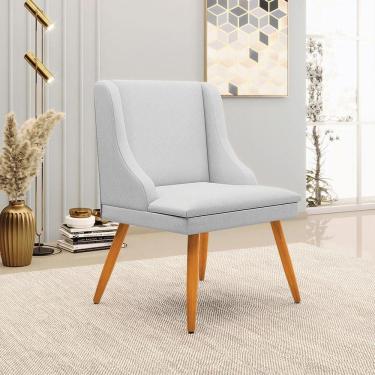 Imagem de Cadeira Decorativa Sala De Jantar Pés Palito De Madeira Firenze Linho Cinza/natural G19 - Gran Belo