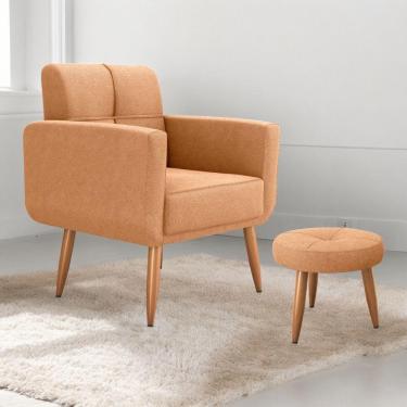 Imagem de Jogo Poltrona E Puff Para Sala Hazen Boucle Mostarda