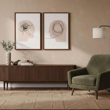 Imagem de Kit 2 Quadros Psicologia Linhas da Mente 40x60 Moldura Cor da Moldura: