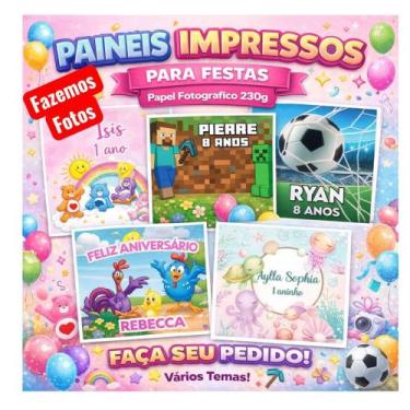 Imagem de Painel parede festa decorativo banner de papel fotográfico 230g infant