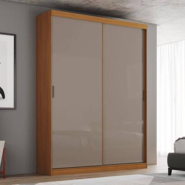 Imagem de Guarda-roupa Solteiro 2 Portas Deslizantes Flex 2 Gavetas Internas Lucca Cinamomo/Off White/Avelã