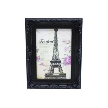 Imagem de Porta Retrato De Plástico Europeu Preto 1 Foto 10X15 Cm - Taimes