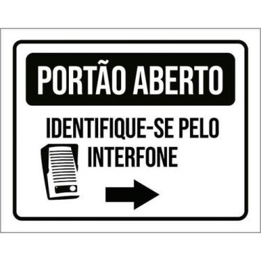 Imagem de Kit 5 Placas Portão Averto Identifique-Se Pelo Interfone - Sinalizo
