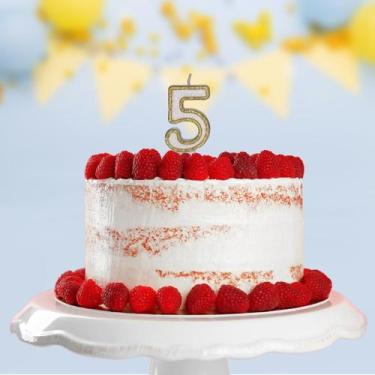 Imagem de Vela Aniversário Branco E Dourado Nº 5 C/ 1 Un. - TAMAROZZI EMBALAGENS