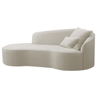 Imagem de Divã Recamier Curvo Sala De Estar Recepção Inglaterra 180cm Lado Esquerdo Linho Cor Azul Royal