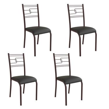 Imagem de Kit 4 Cadeiras Ella Estrutura Em Aço Marrom E Tecido Preto