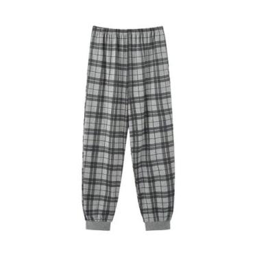 Imagem de Calças De Pijama De Algodão Xadrez Para Adultos, Confortáveis Para Uso