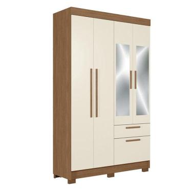 Imagem de Guarda Roupa Solteiro 4 Portas Londrina Com Espelho Jatobá Areia - Santos Andirá