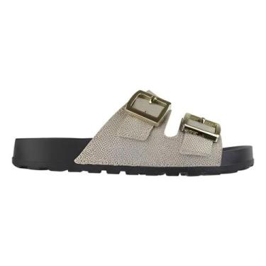 Imagem de Chinelo Moleca Slide Duas Tiras Feminino Dourado -, Dourado, Preto, 35