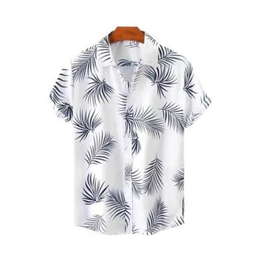 Imagem de Camisa Havaiana Masculina Com Estampa Geométrica 3D Oversized, Casual 
