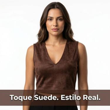Imagem de Regata Cropped Suede Box Feminina | Look Premium 110051-Feminino
