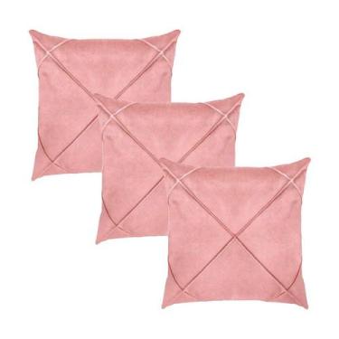 Imagem de Kit 3 Capas para Almofada Drapeada em Veludo Quadrada 60x60 Várias Cor