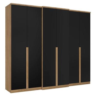 Imagem de Guarda Roupa Casal Valência 6 Portas Capuccino Preto Acetinado - THB