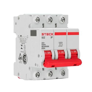 Imagem de Disjuntor Steck SDZD63C50 - DIN 3P 50A Curva C 6kA Branco CEMIG