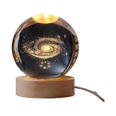 Imagem de Lâmpada Noturna LED USB Bola De Cristal Galáxia 3D Planeta Lua Decoraç
