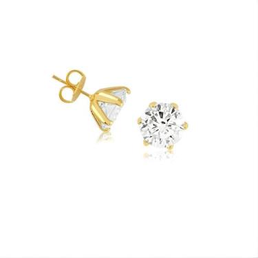 Imagem de Brinco Feminino Redondo Ponto De Luz Folheado A Ouro 18k - Radhau Joia