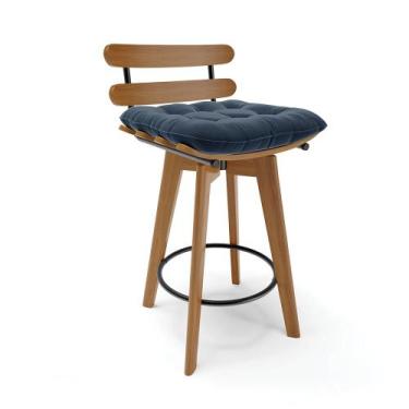 Imagem de Banqueta Giratória Costela Suede Base Madeira MA70 M11- D'Rossi - D Ro