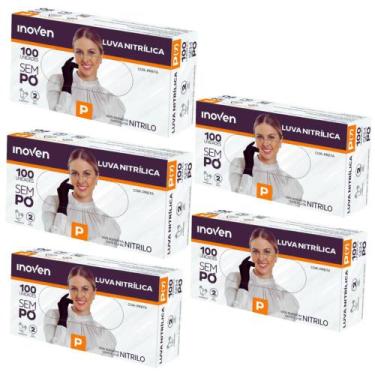 Imagem de Luva Nitrilica Preta 5 Caixas com 100 Unidades Inoven - Kit, Preto, M