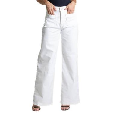 Imagem de Calça Sarja Sawary Wide Leg Petit - 282401 - Off white 36, Branco, 36