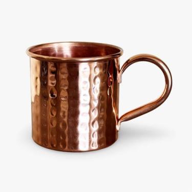 Imagem de Caneca Cobre Puro Sem Verniz Uso Medicinal Martelada - 350ml - Full Ec