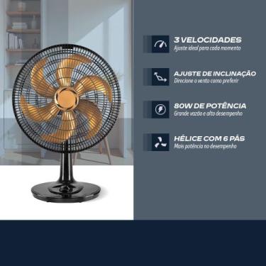 Imagem de Ventilador 30Cm Mesa Preto 127V Turbo 55W - Sem Marca, 110V