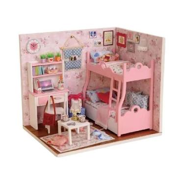 Imagem de Kit De Casa De Bonecas 3D De Madeira Feito À Mão Com Móveis, Brinquedo