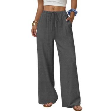 Imagem de Calça Sampeel Pantalona com Cós Elástico e Cordão Cinza