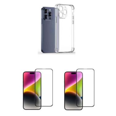 Imagem de 2UN Película Protetora 3D Vidro + Capa Anti Choque TPU Para Iphone 16 