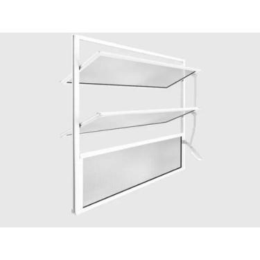 Imagem de Janela basculante para banheiro aluminio branco 60x60 com vidros mini 